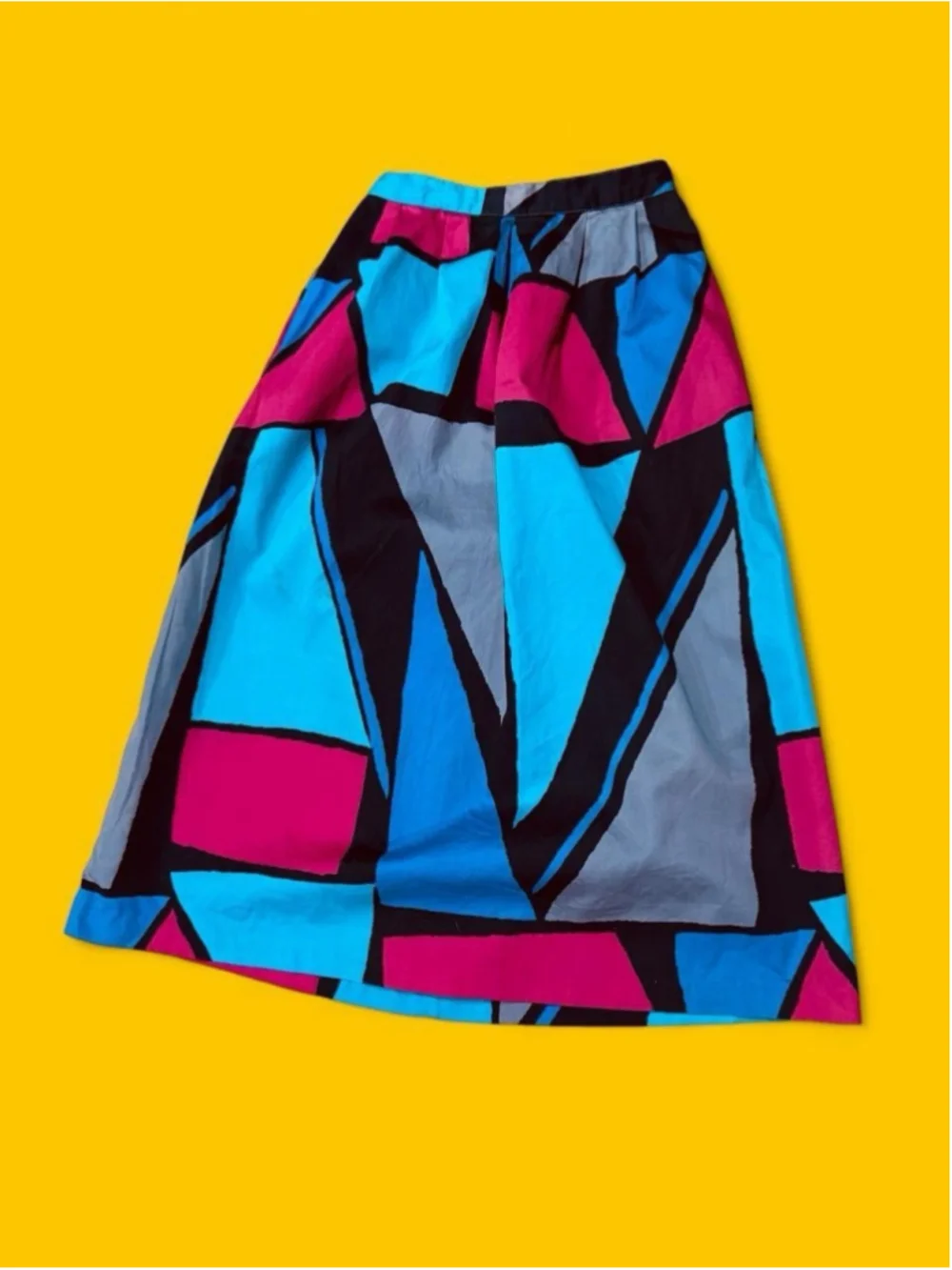 Vintage 1980s Jonathan Martin Naturals Geometric Colorblock Midi Skirt Pockets